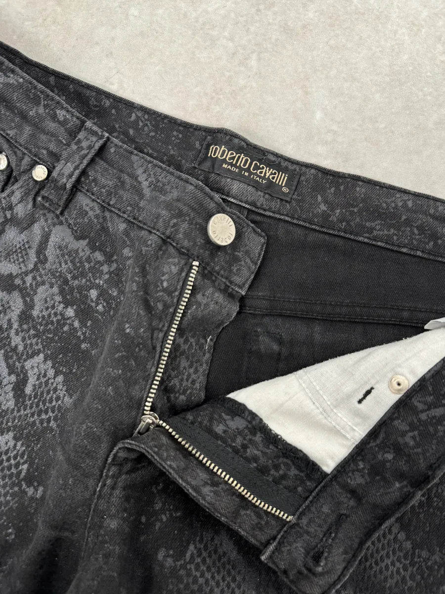 AW1999 Roberto Cavalli Black Leopard Print Obscure Pants VcpXBLq 7