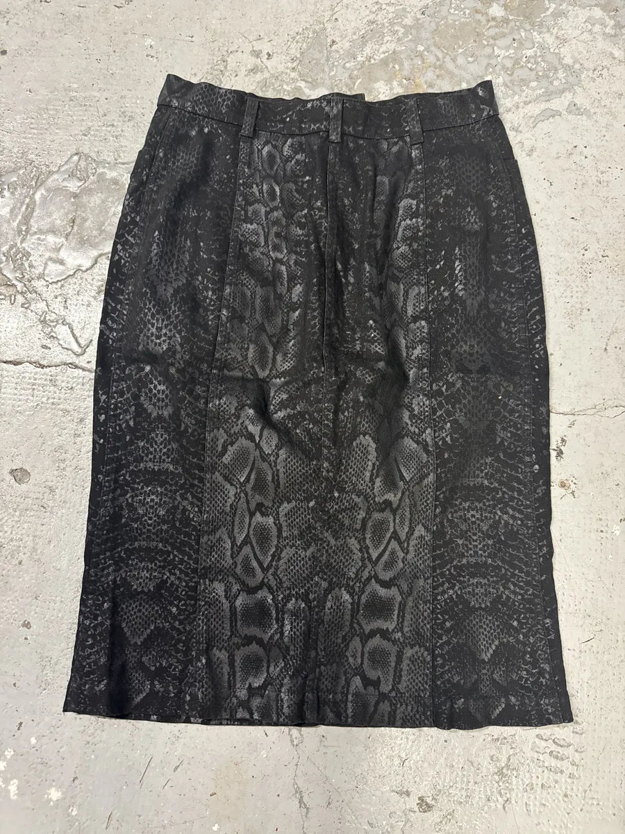 AW1999 Roberto Cavalli Black Snake Python Print Skirt QRiIhST 1