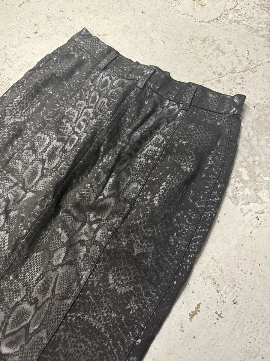 AW1999 Roberto Cavalli Black Snake Python Print Skirt QRiIhST 3