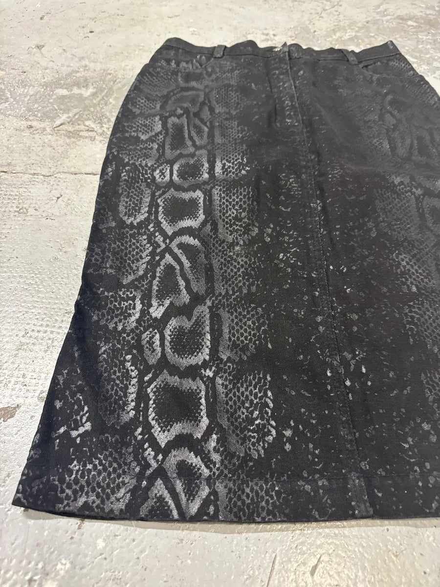 AW1999 Roberto Cavalli Black Snake Python Print Skirt QRiIhST 4