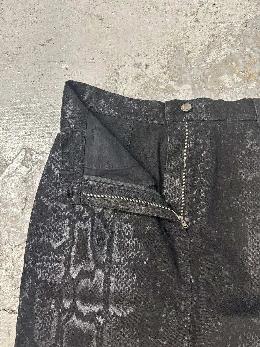 AW1999 Roberto Cavalli Black Snake Python Print Skirt QRiIhST 5