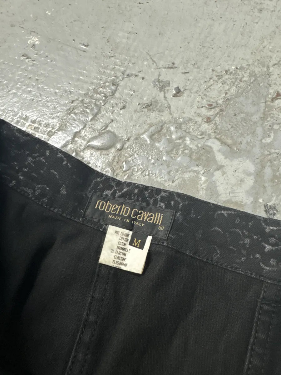 AW1999 Roberto Cavalli Black Snake Python Print Skirt QRiIhST 6