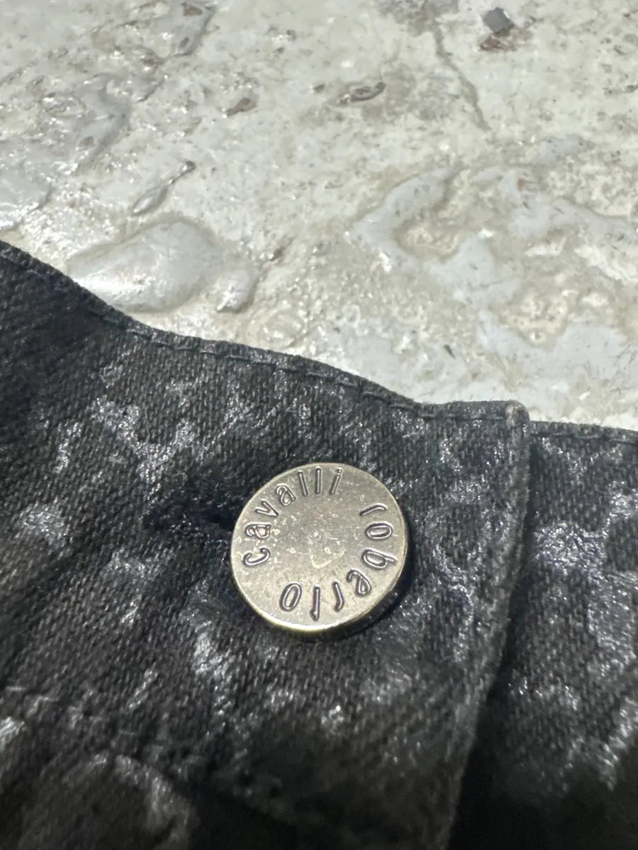 AW1999 Roberto Cavalli Black Snake Python Print Skirt QRiIhST 7