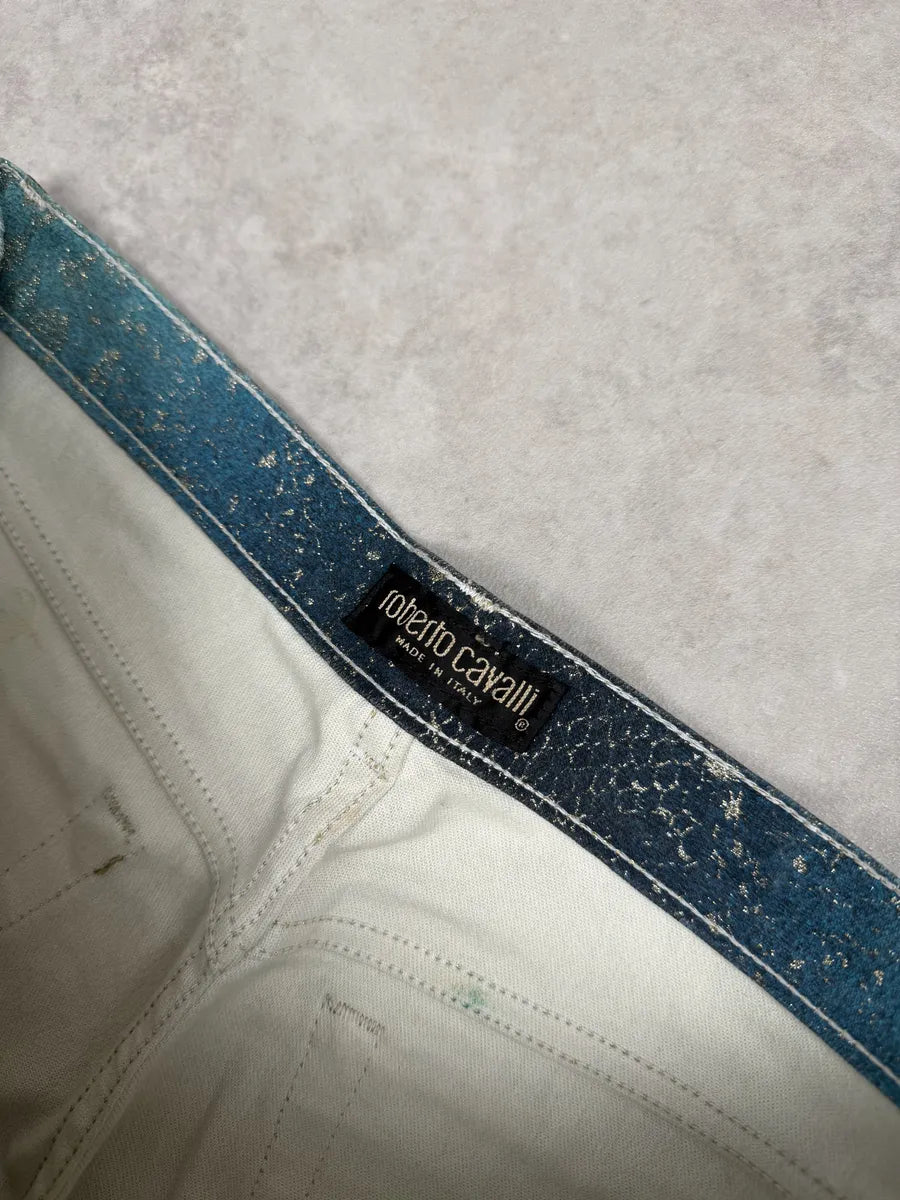 AW1999 Roberto Cavalli Blue Legend Python Gold Pants jnWJhNU 10