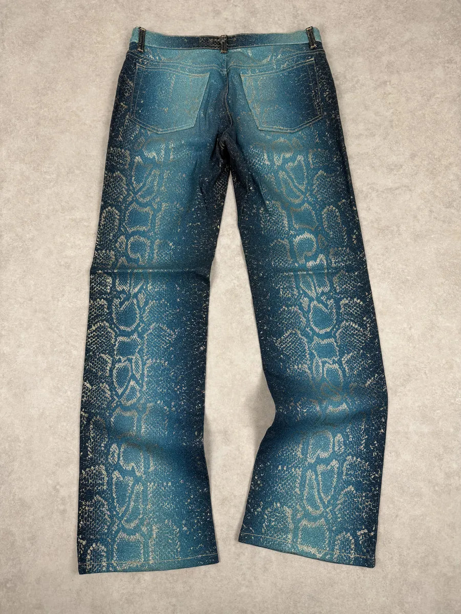 AW1999 Roberto Cavalli Blue Legend Python Gold Pants jnWJhNU 4