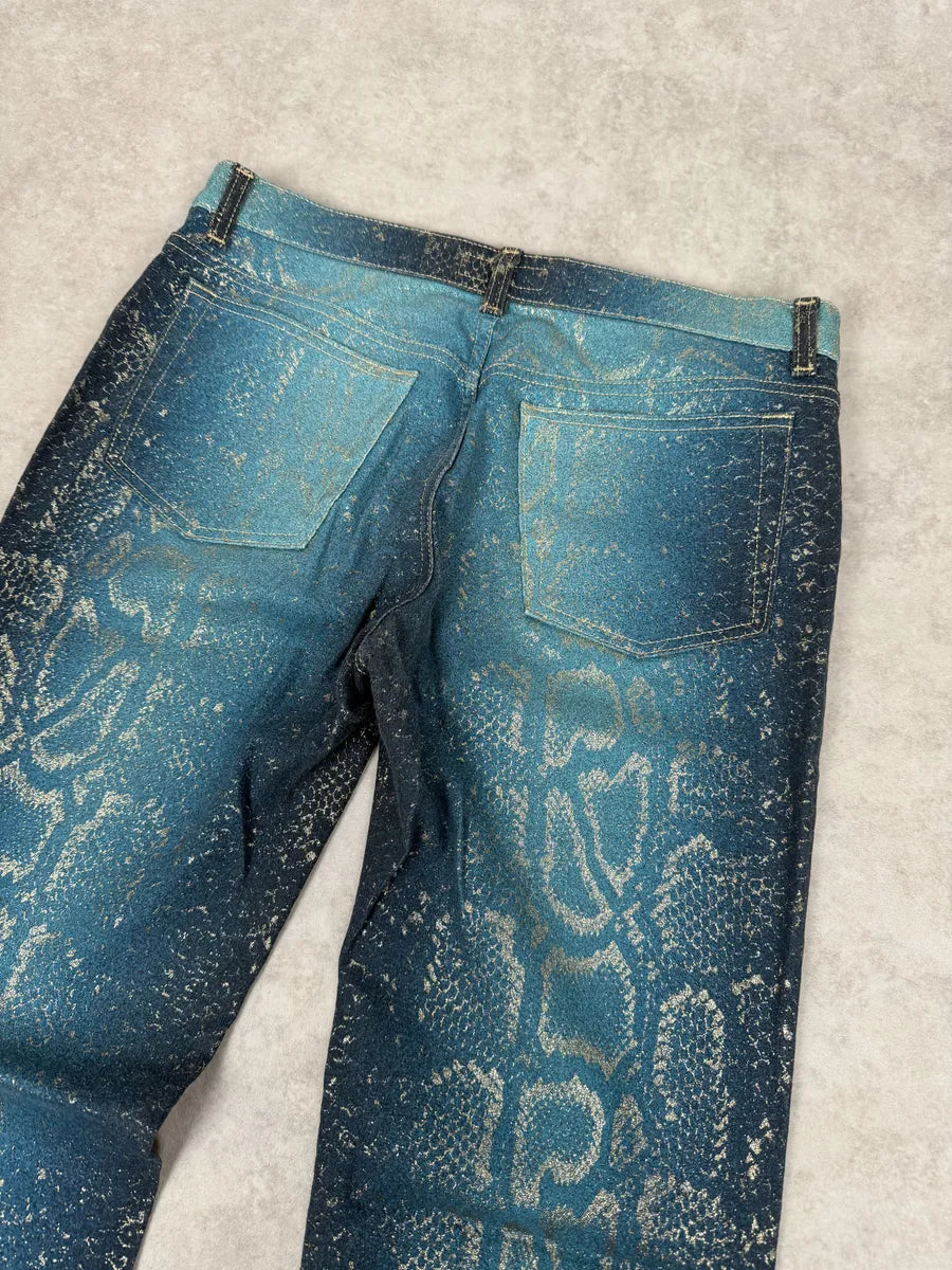 AW1999 Roberto Cavalli Blue Legend Python Gold Pants jnWJhNU 7