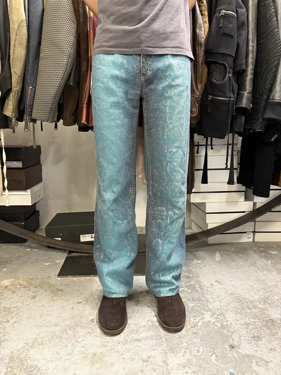 AW1999 Roberto Cavalli Blue Legend Python Gold Pants PotbXmf 1