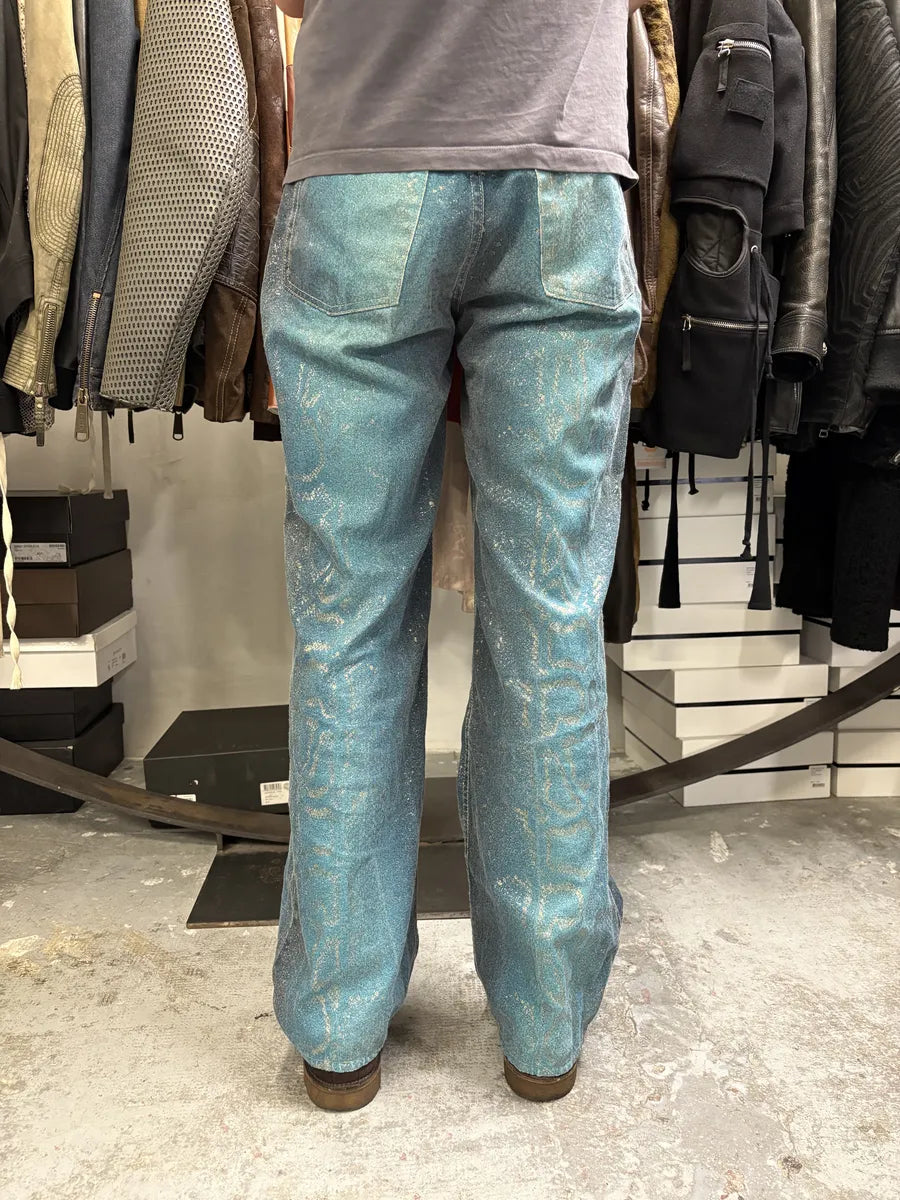 AW1999 Roberto Cavalli Blue Legend Python Gold Pants PotbXmf 3