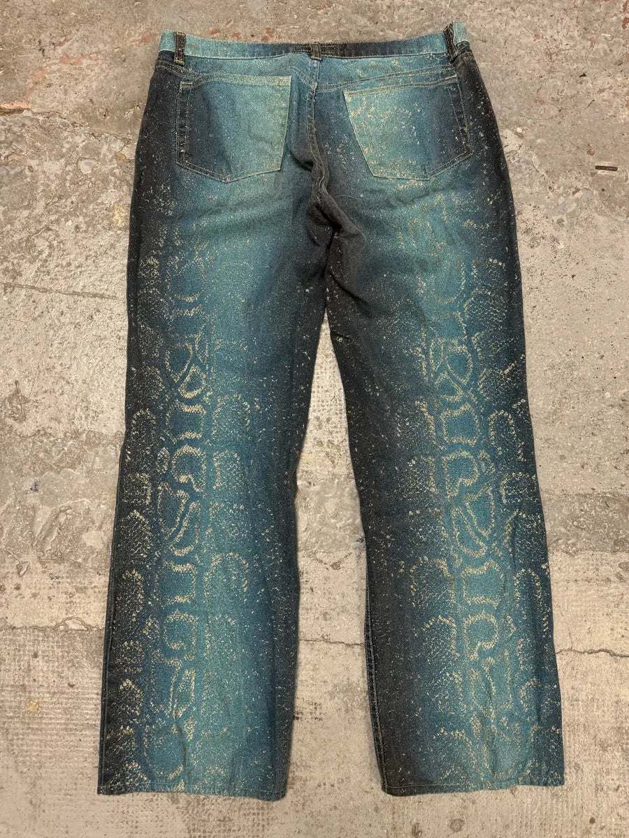 AW1999 Roberto Cavalli Blue Legend Python Gold Pants PotbXmf 4