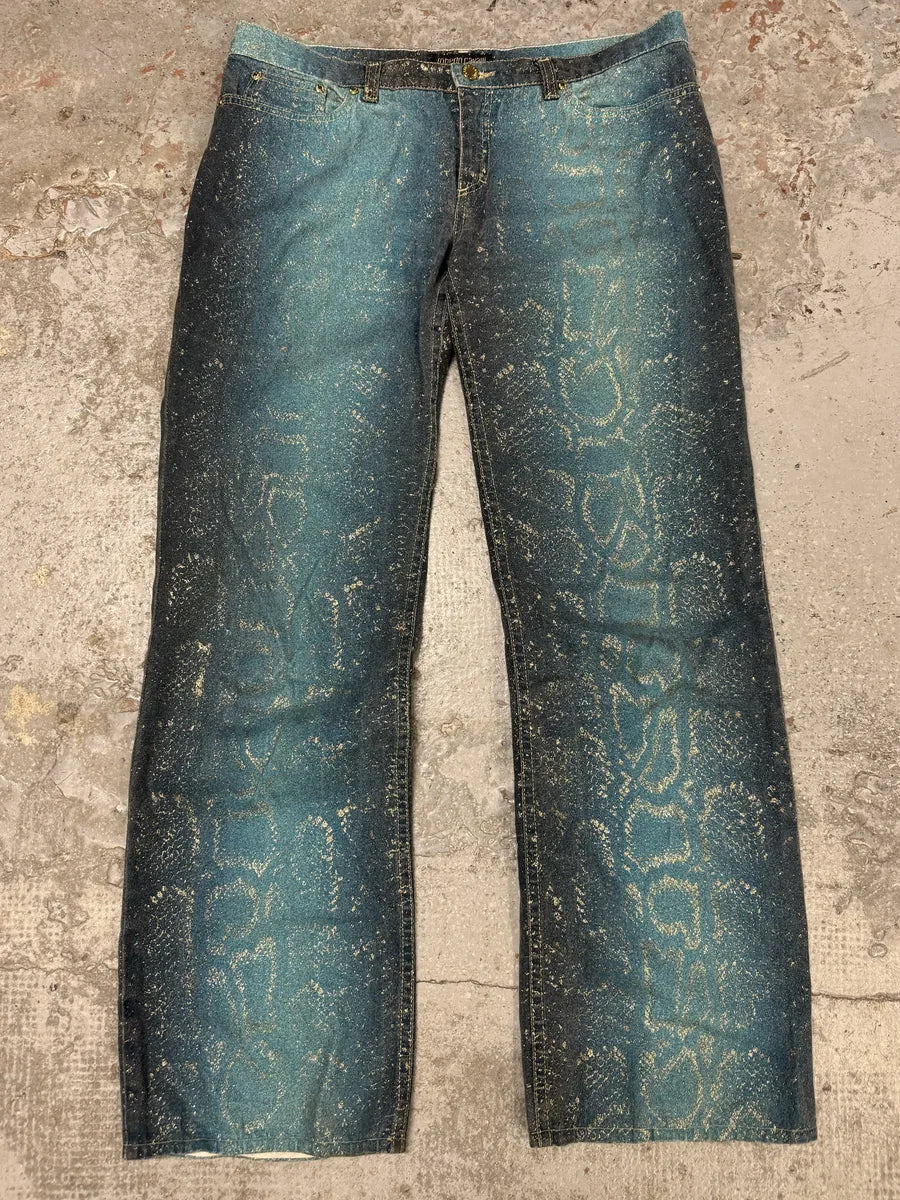 AW1999 Roberto Cavalli Blue Legend Python Gold Pants PotbXmf 5