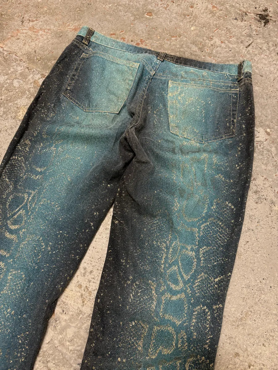 AW1999 Roberto Cavalli Blue Legend Python Gold Pants PotbXmf 6