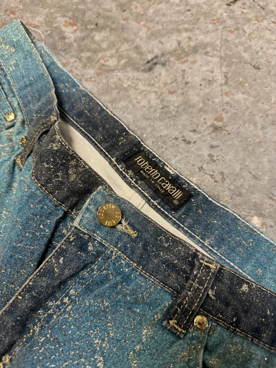 AW1999 Roberto Cavalli Blue Legend Python Gold Pants PotbXmf 8