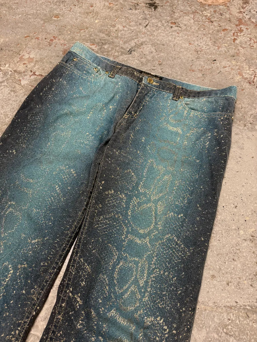 AW1999 Roberto Cavalli Blue Legend Python Gold Pants PotbXmf 9
