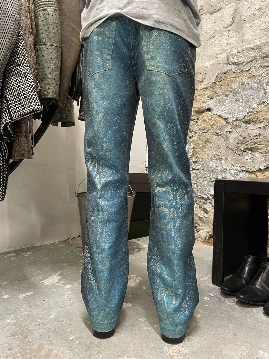 AW1999 Roberto Cavalli Blue Python Skin Legend Pants (S/M) 1