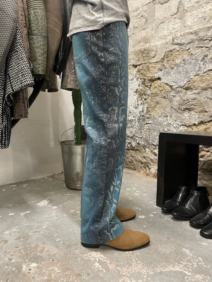 AW1999 Roberto Cavalli Blue Python Skin Legend Pants (S/M) 2