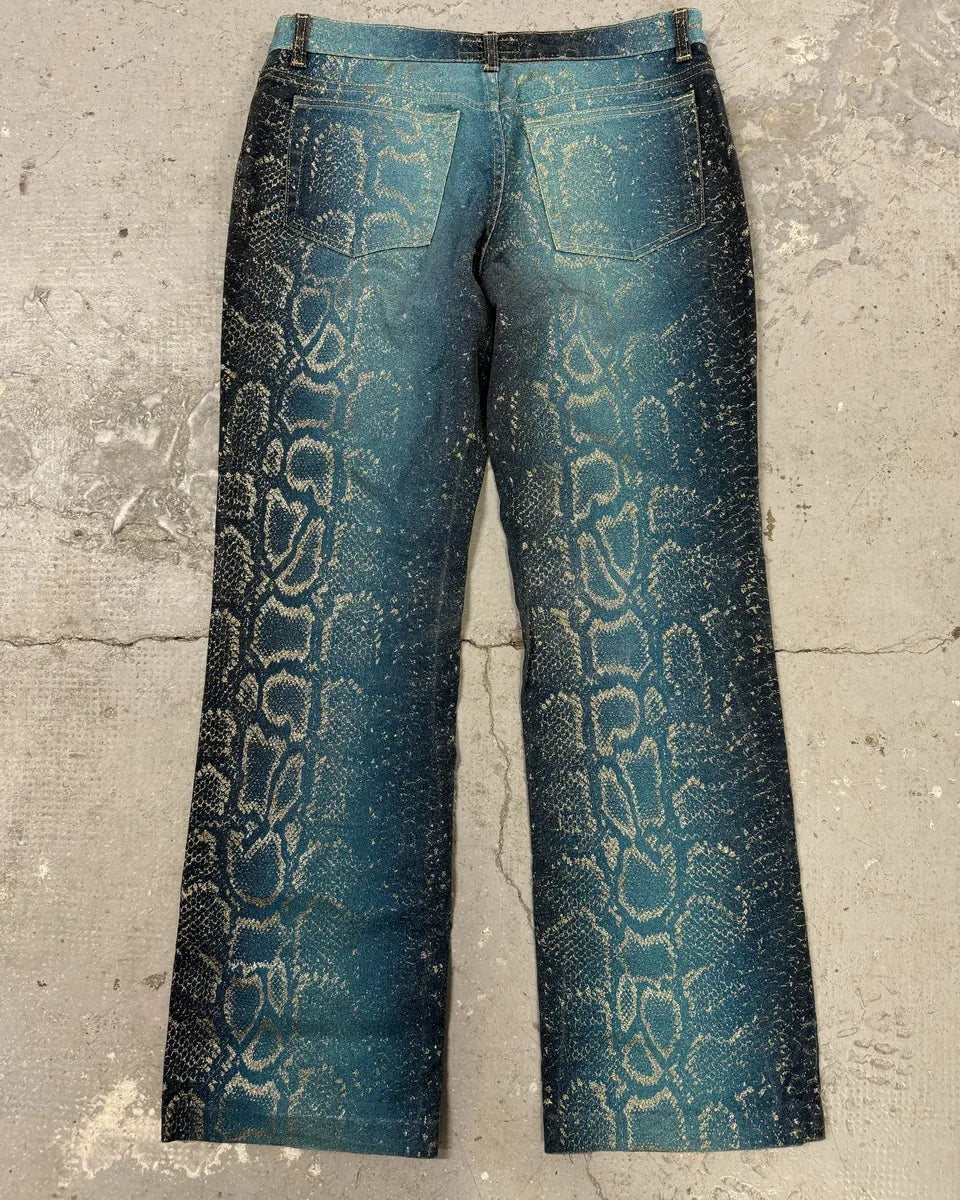 AW1999 Roberto Cavalli Blue Python Skin Legend Pants (S/M) 4