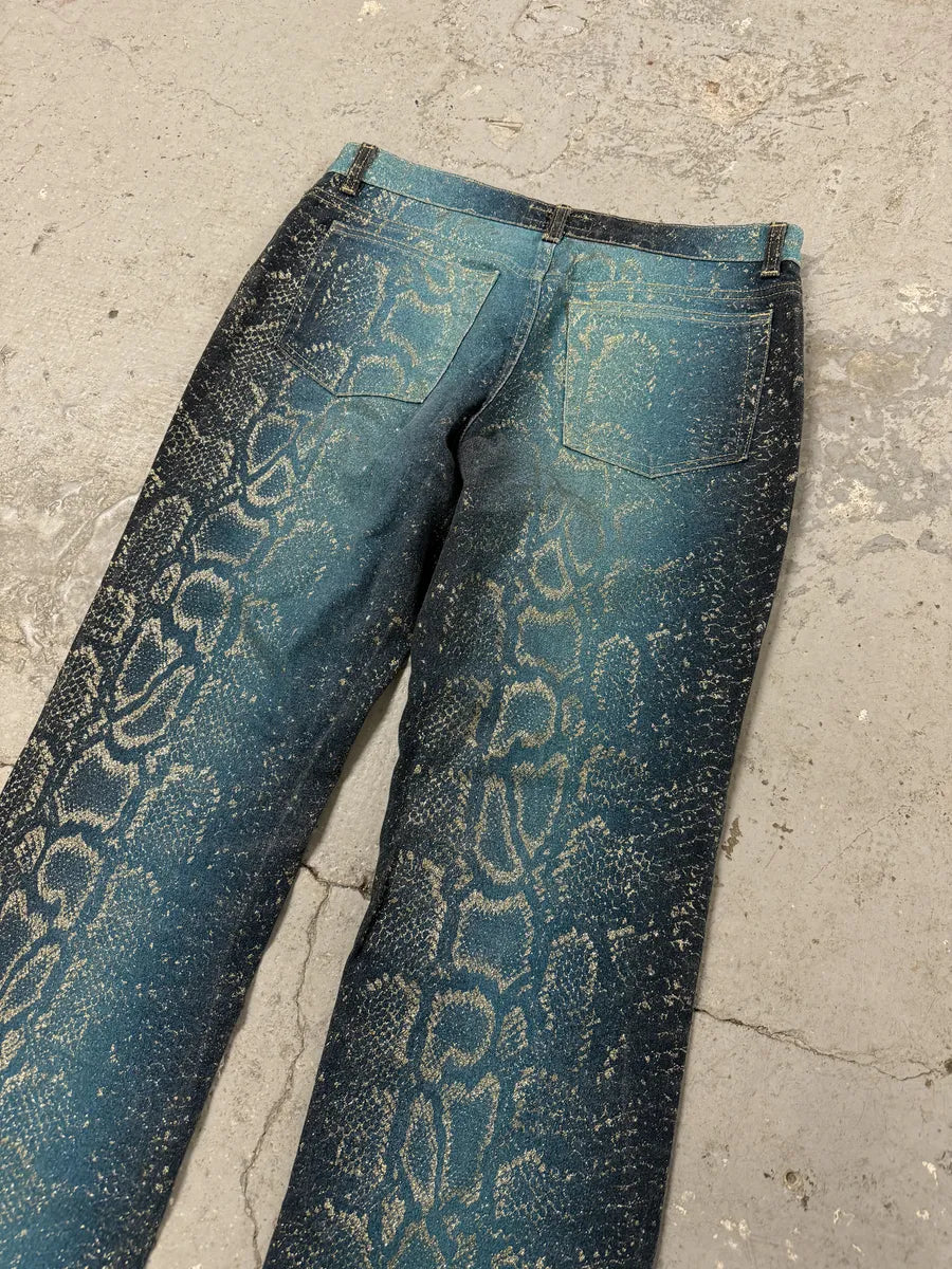 AW1999 Roberto Cavalli Blue Python Skin Legend Pants (S/M) 5