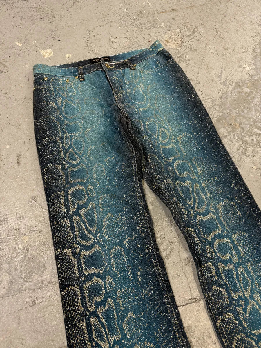 AW1999 Roberto Cavalli Blue Python Skin Legend Pants (S/M) 9