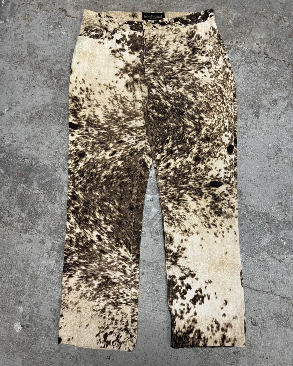 AW1999 Roberto Cavalli Furry Brown Movement Cawprint Pants (M) 0