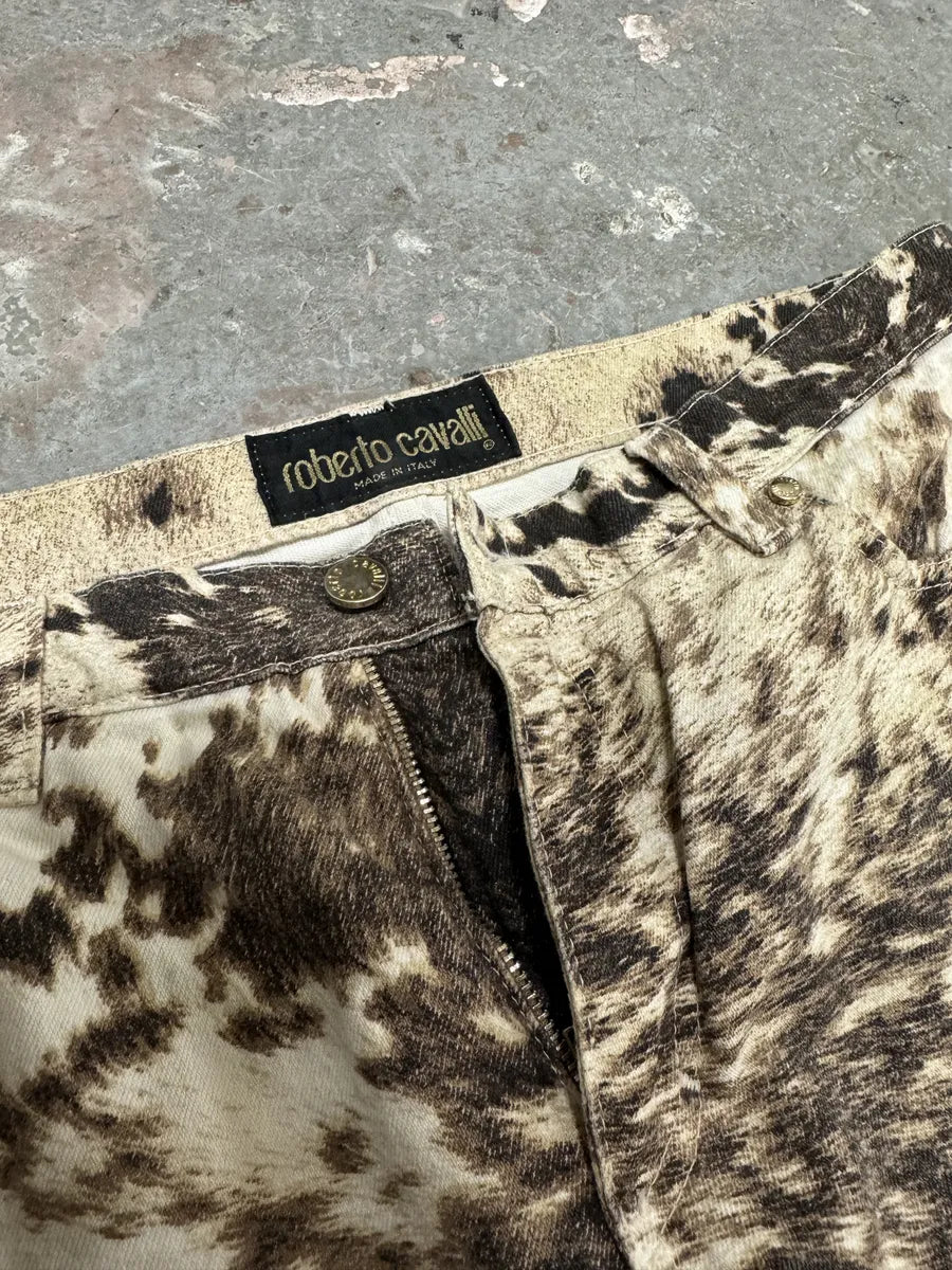 AW1999 Roberto Cavalli Furry Brown Movement Cawprint Pants (M) 10