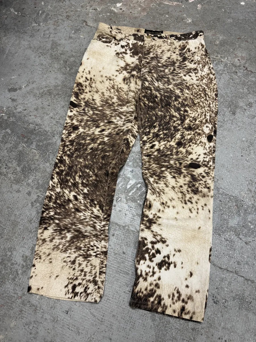 AW1999 Roberto Cavalli Furry Brown Movement Cawprint Pants (M) 2