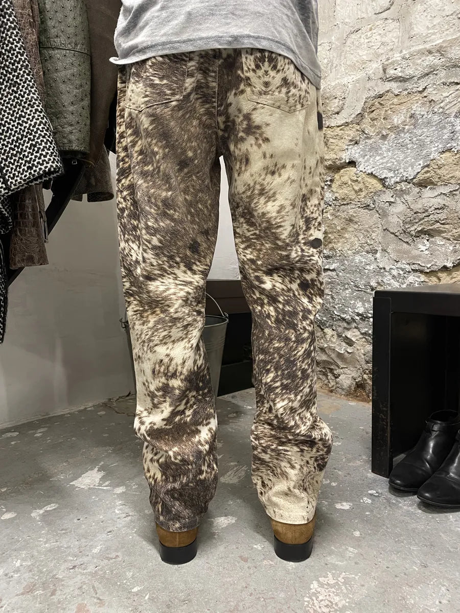 AW1999 Roberto Cavalli Furry Brown Movement Cawprint Pants (M) 3