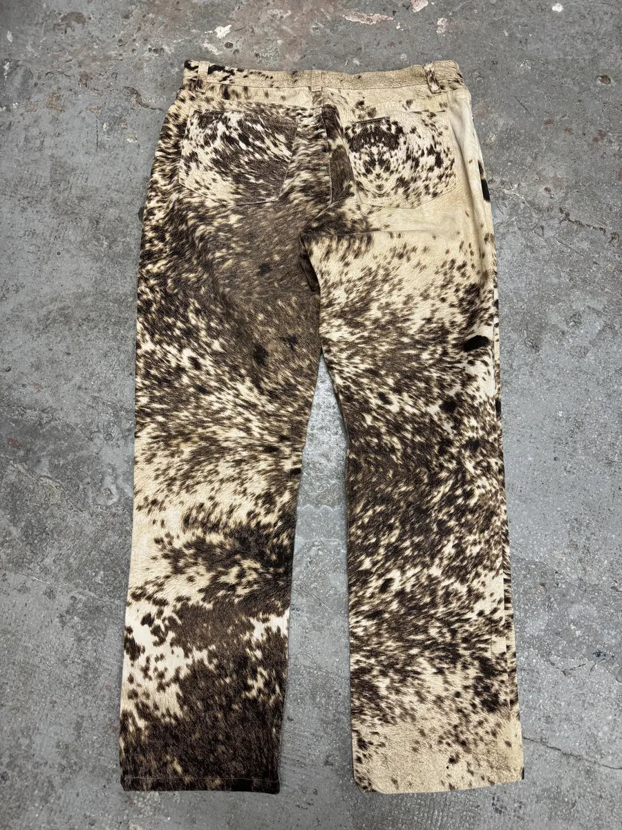 AW1999 Roberto Cavalli Furry Brown Movement Cawprint Pants (M) 4