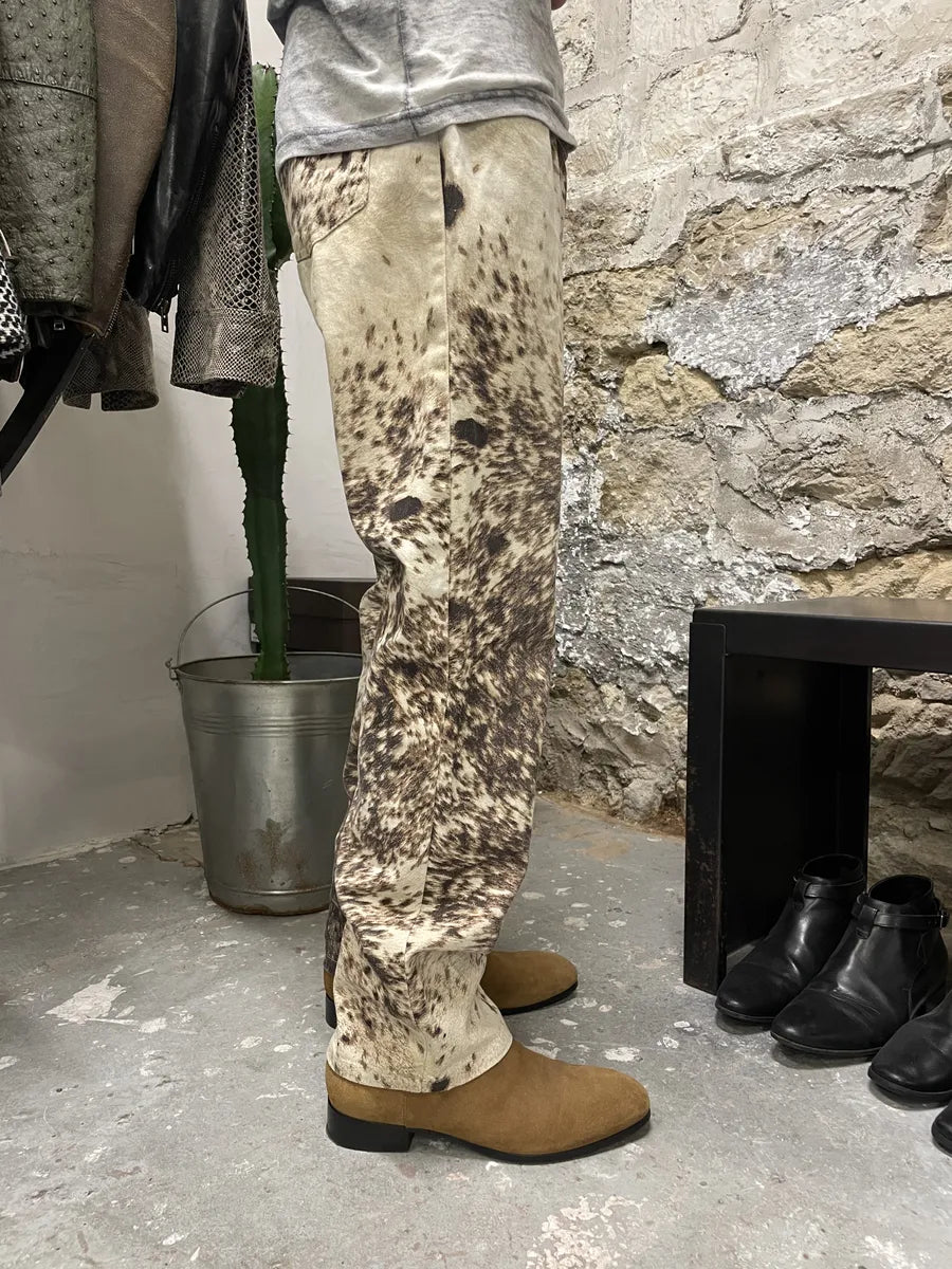 AW1999 Roberto Cavalli Furry Brown Movement Cawprint Pants (M) 5