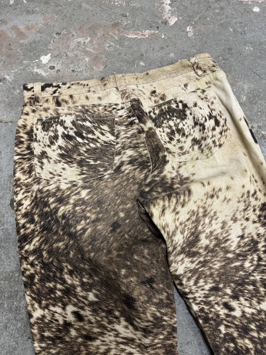 AW1999 Roberto Cavalli Furry Brown Movement Cawprint Pants (M) 6