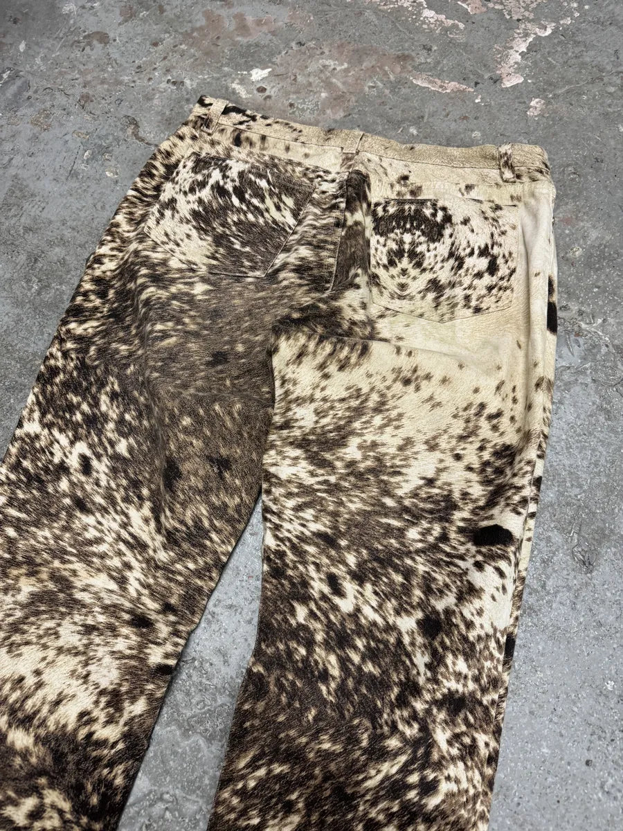 AW1999 Roberto Cavalli Furry Brown Movement Cawprint Pants (M) 8