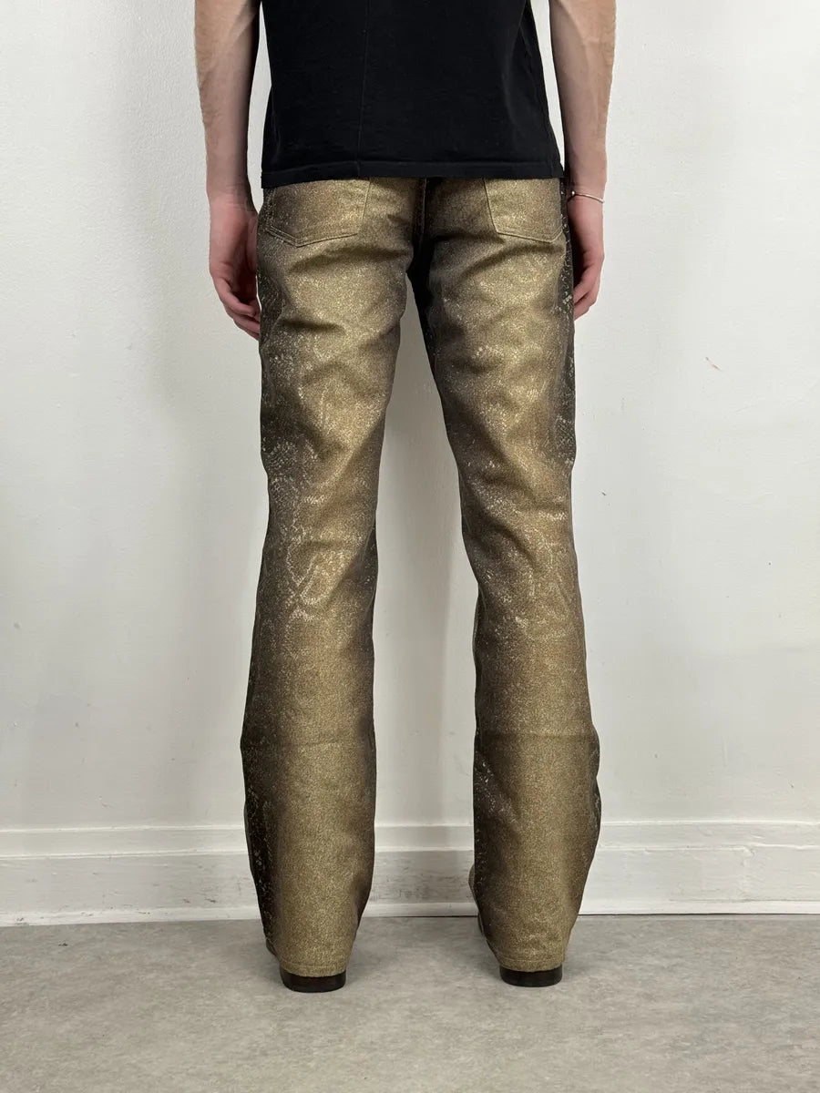 AW1999 Roberto Cavalli Gold Gradient Python Effect Pants EyRuzCT 1