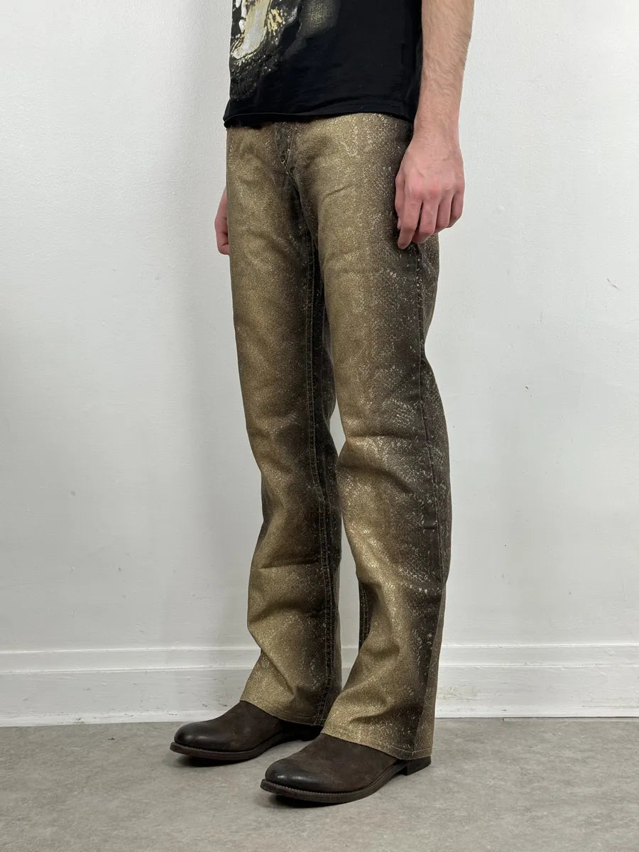 AW1999 Roberto Cavalli Gold Gradient Python Effect Pants EyRuzCT 2