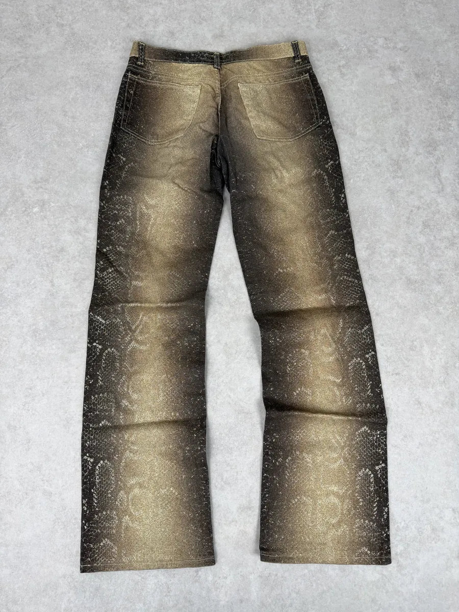 AW1999 Roberto Cavalli Gold Gradient Python Effect Pants EyRuzCT 7