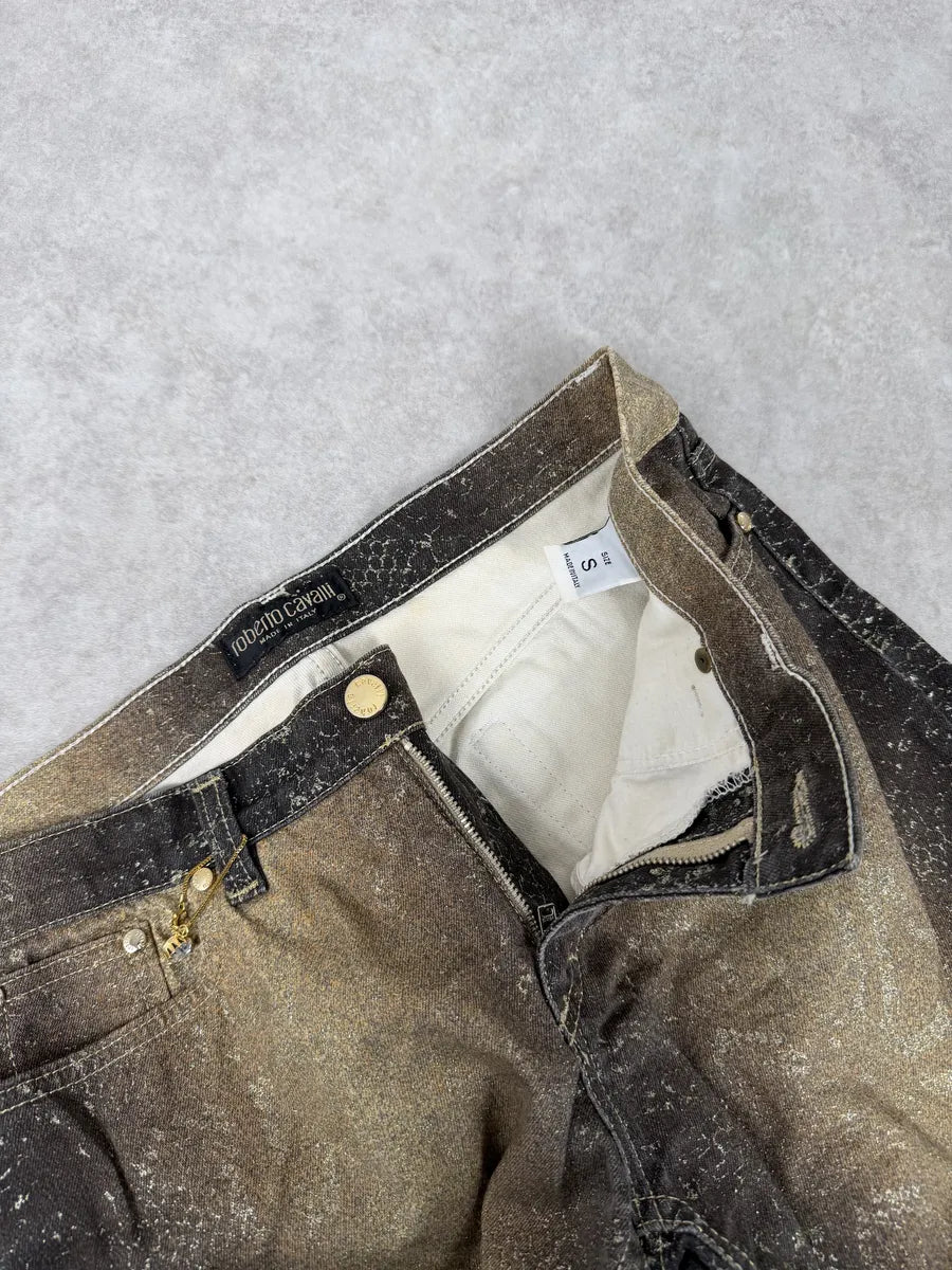 AW1999 Roberto Cavalli Gold Gradient Python Effect Pants EyRuzCT 9