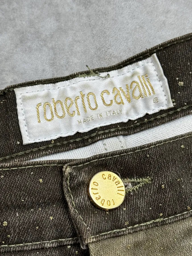 AW1999 Roberto Cavalli Green Autumn Leafs Pants zYSVKQe 11