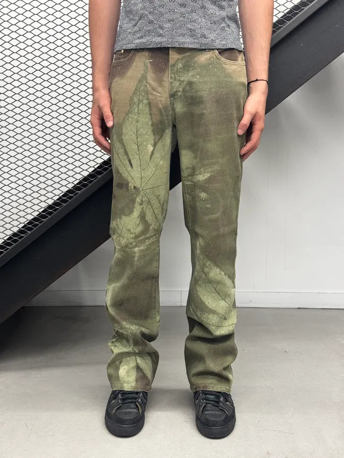 AW1999 Roberto Cavalli Green Autumn Leafs Pants zYSVKQe 2