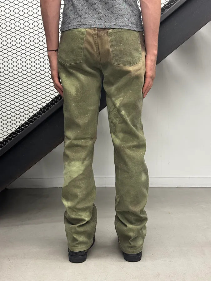 AW1999 Roberto Cavalli Green Autumn Leafs Pants zYSVKQe 4