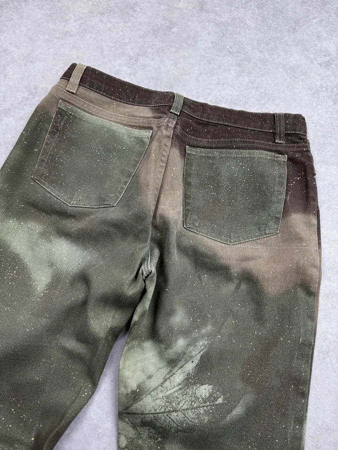 AW1999 Roberto Cavalli Green Autumn Leafs Pants zYSVKQe 6