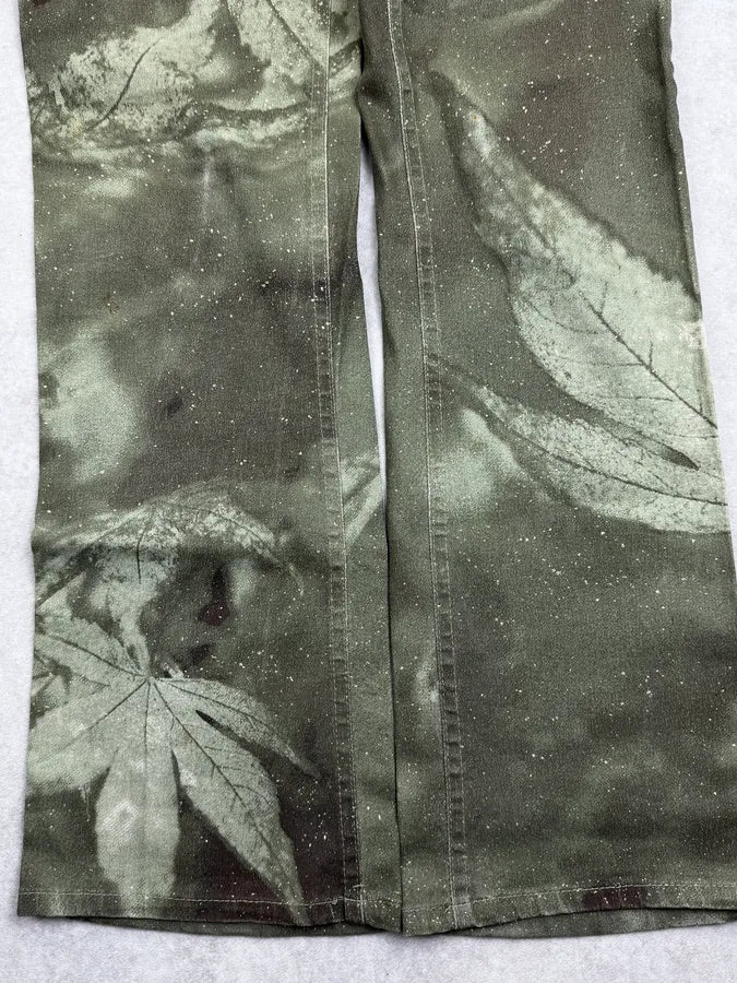 AW1999 Roberto Cavalli Green Autumn Leafs Pants zYSVKQe 7