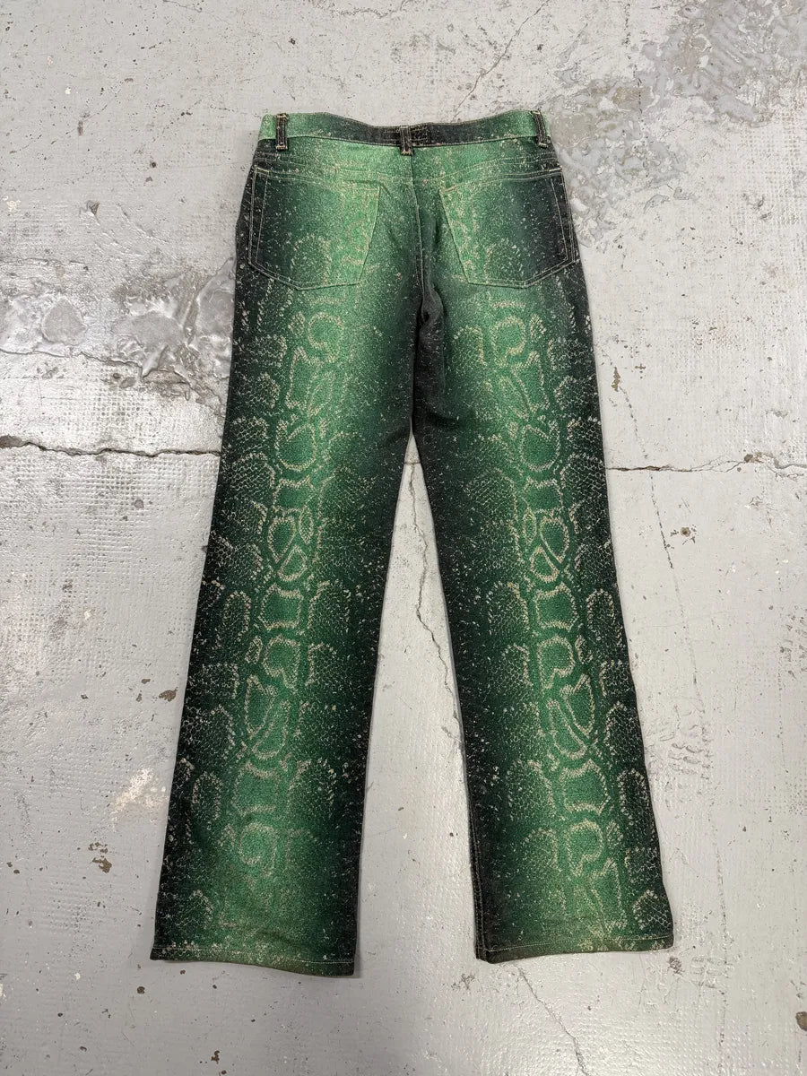 AW1999 Roberto Cavalli Green Legend Python Effect Pants DRHUJVT 2
