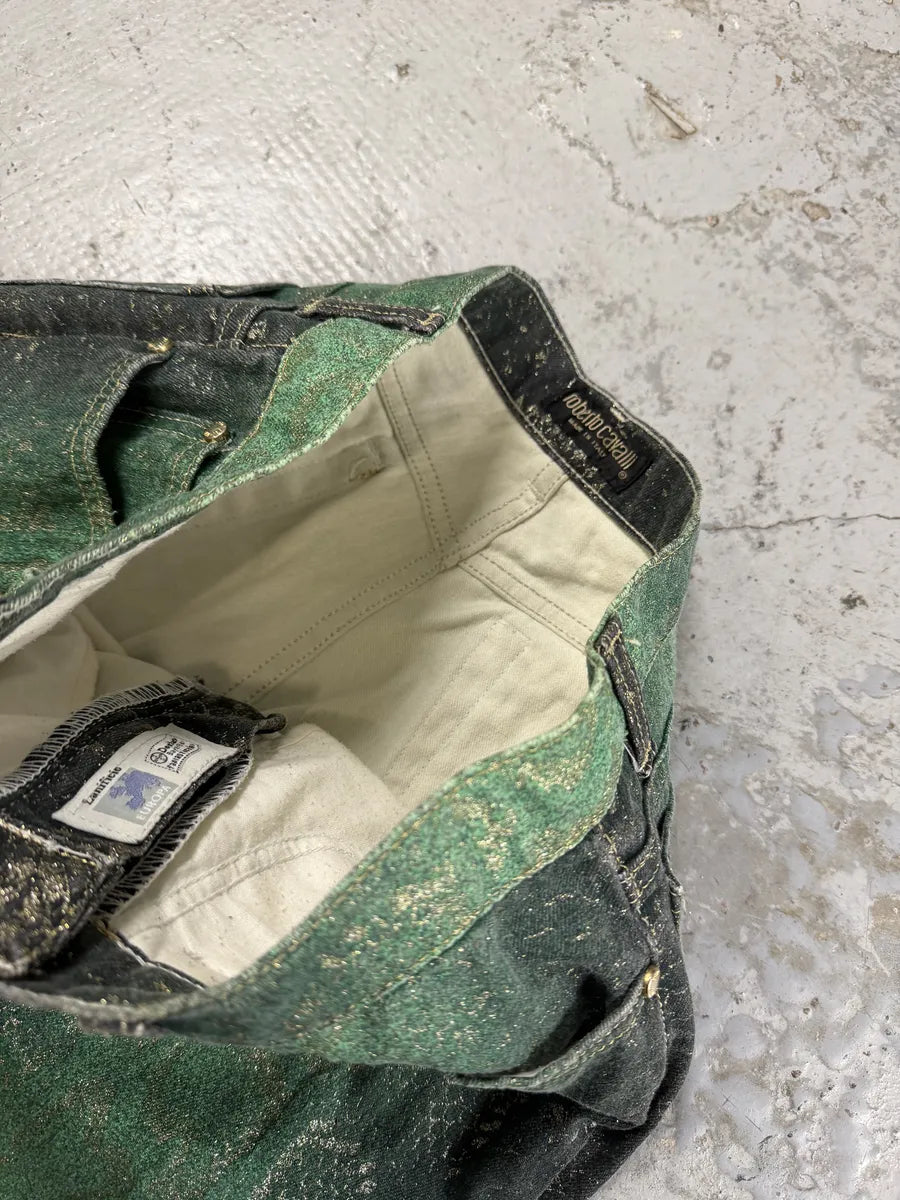 AW1999 Roberto Cavalli Green Legend Python Effect Pants DRHUJVT 4