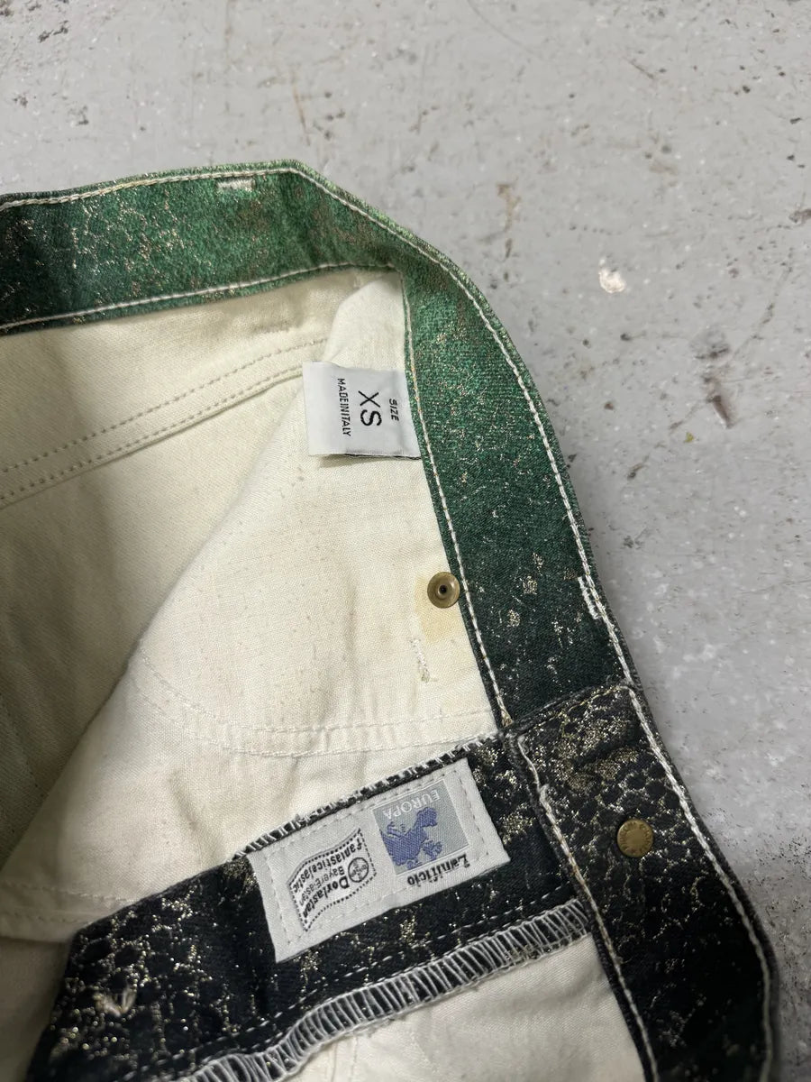 AW1999 Roberto Cavalli Green Legend Python Effect Pants (S) 2