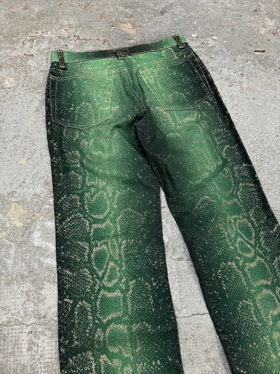 AW1999 Roberto Cavalli Green Legend Python Effect Pants (S) 3