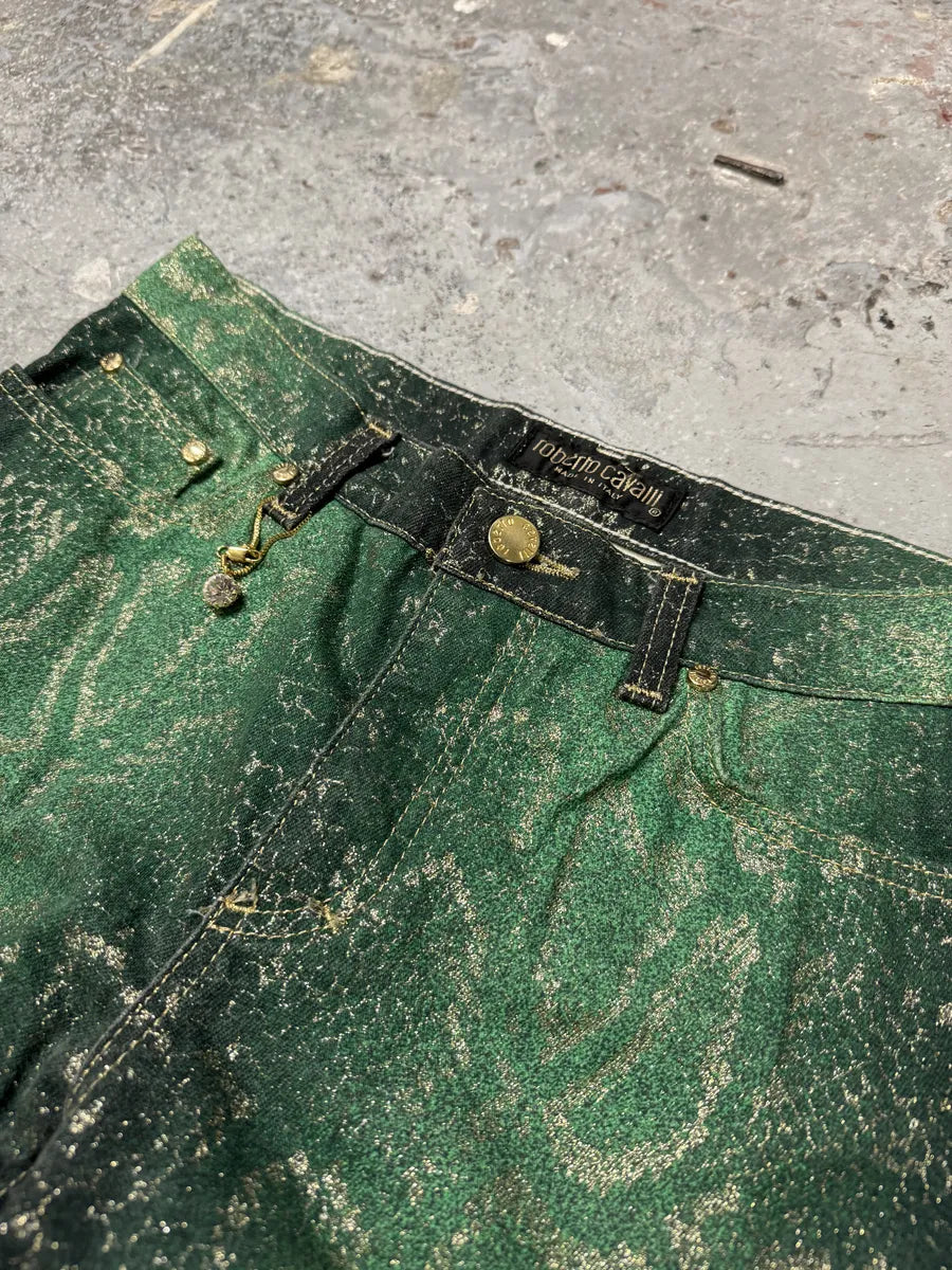 AW1999 Roberto Cavalli Green Legend Python Effect Pants (S) 4