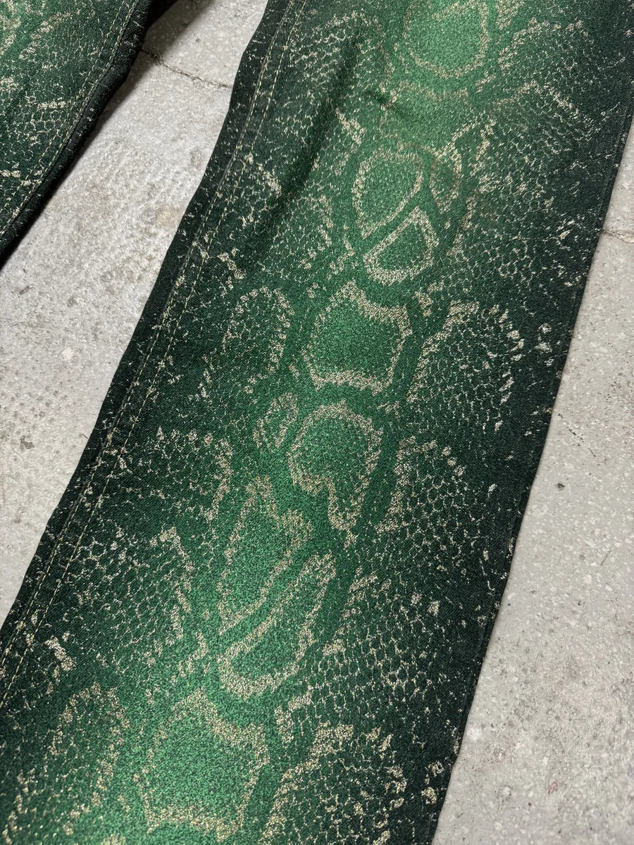 AW1999 Roberto Cavalli Green Legend Python Effect Pants (S) 5