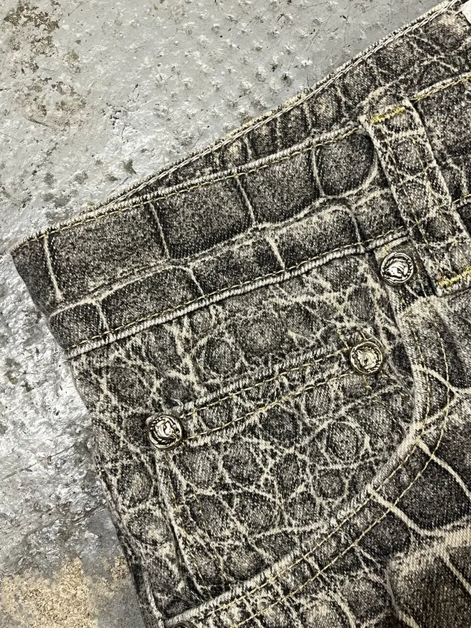 AW1999 Roberto Cavalli Grey Crocodile Effect Pants GlzCThj 9