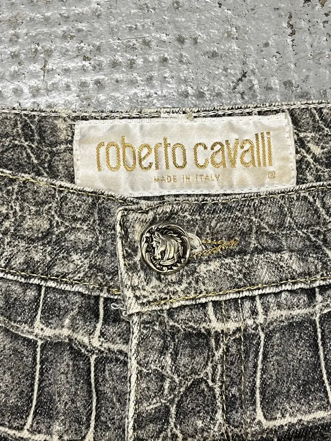 AW1999 Roberto Cavalli Grey Crocodile Effect Pants GlzCThj 10