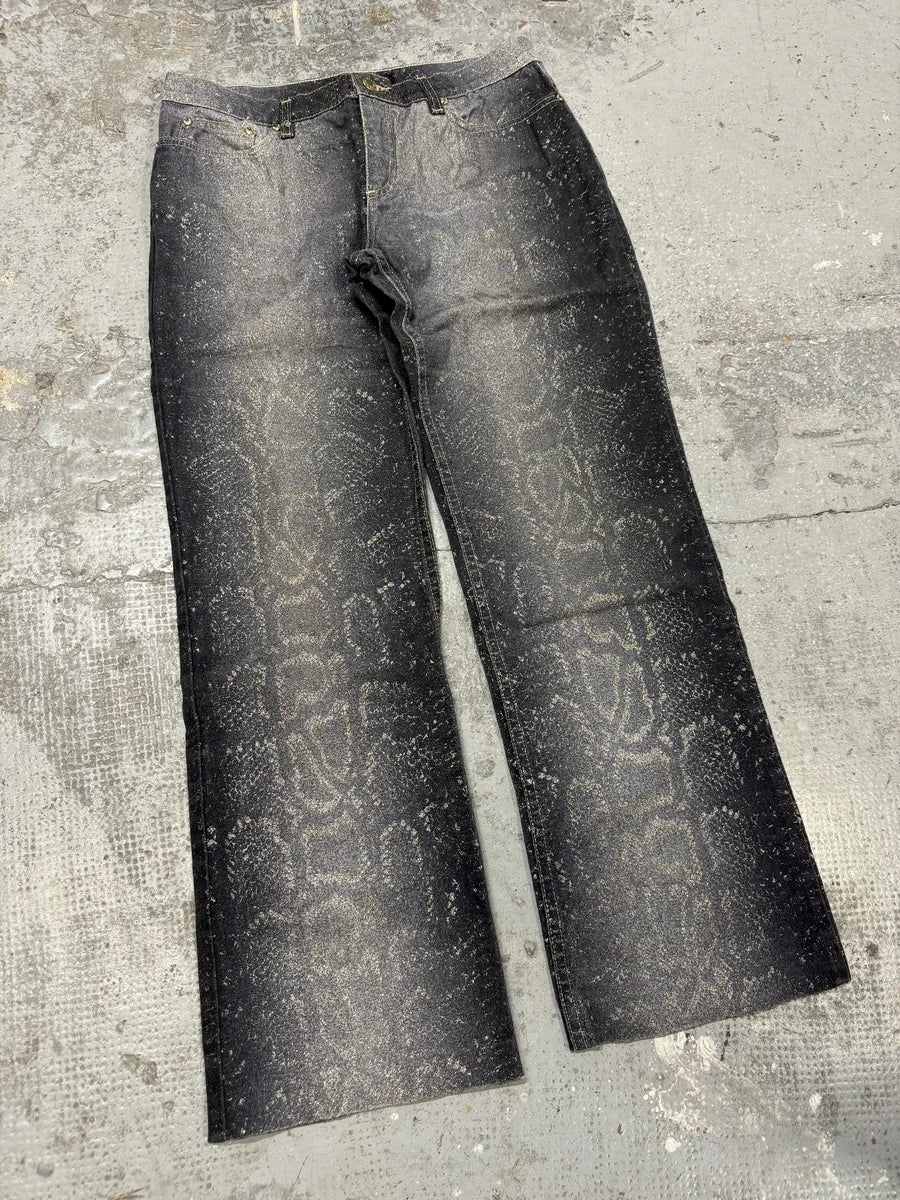 AW1999 Roberto Cavalli Grey Python Effect Pants FQxOPfo 1