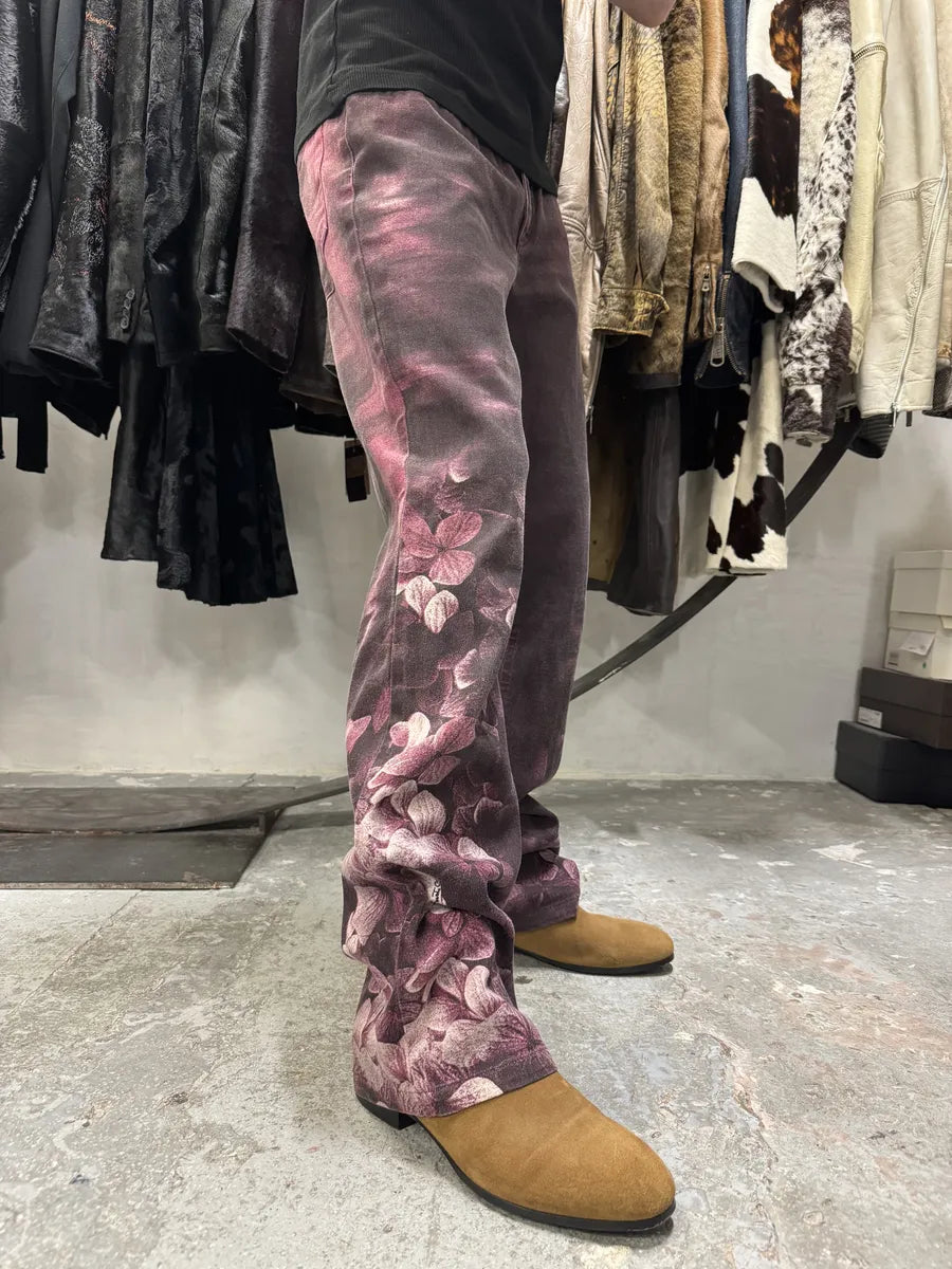 AW1999 Roberto Cavalli Purple Floral Spectrum Obscure Pants (S) wvkRAJj 1