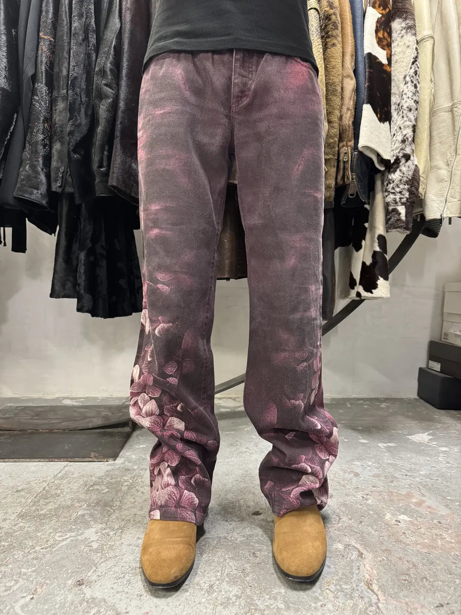AW1999 Roberto Cavalli Purple Floral Spectrum Obscure Pants (S) wvkRAJj 2